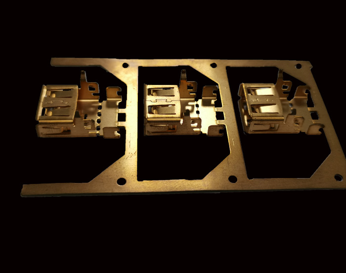 Continuous die for stamping parts